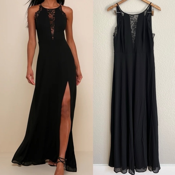 NWOT Romantic Mood Black Lace Sleeveless Maxi Dress - Picture 3 of 8